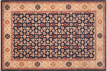 handmade Transitional Kafkaz Chobi Ziegler Blue Tan Hand Knotted RECTANGLE 100% WOOL area rug 6 x 9